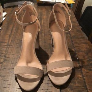 Nude suede heels